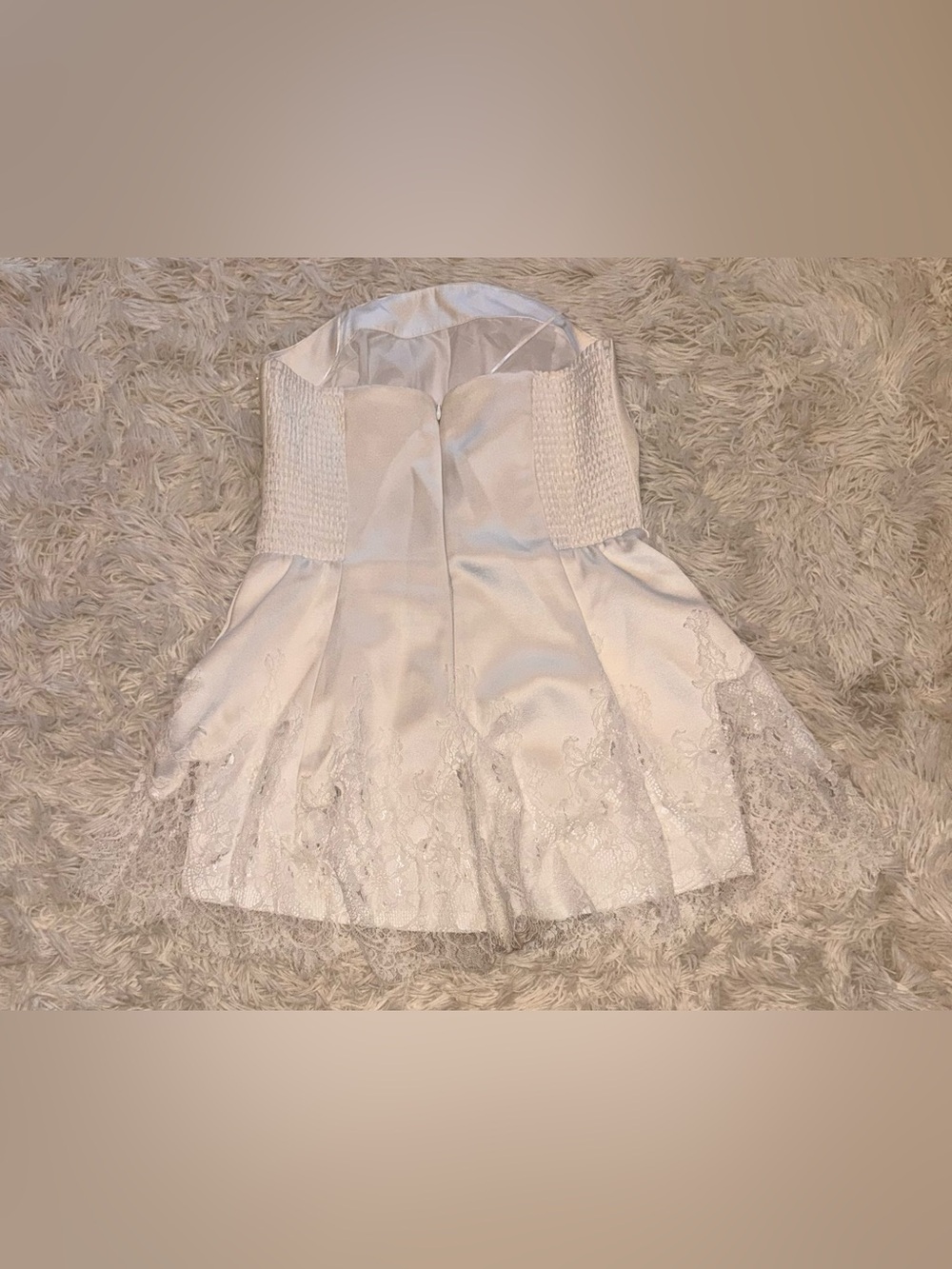 Amanda Uprichard White Strapless Mini Romper with Lace Trim - Picture 7 of 10